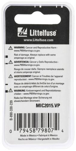 Littelfuse MIC2015.VP MICRO2 32V 15 Amp Blade Fuse – 5-Pack, Blue, For Automotive & Vehicle Circuit Protection
