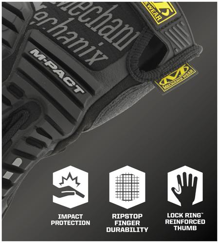 個人装備 Mechanix Wear IMPACT PRO S(8) Mechanix Wear M-Pact Large Black, Gray Impact Gloves MPT58010 | O