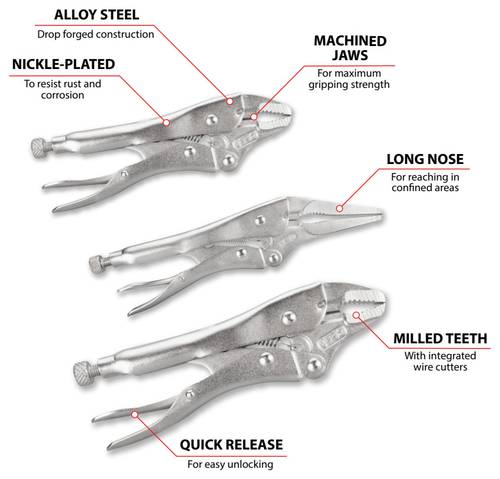 Performance Tool Locking Plier Set W1782 | O'Reilly Auto Parts
