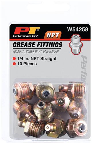 1/4-inch Straight Drive Grease Fitting – Zinc-Plated Steel, 5000 Psi, 35/64″ Length, 10-Pack
