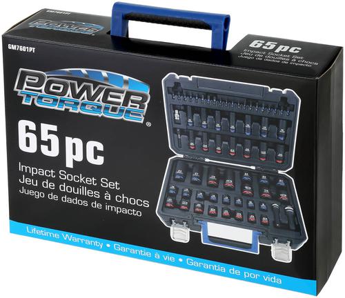 Power Torque 65 Piece 3/8, 1/2 Inch Drive Deep, Standard 6 Point