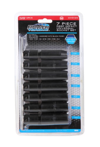 Power Torque 7 Piece 3/8 Inch Drive 6 Point SAE Socket Set GM9126