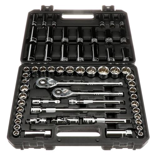 Power Torque 62 Piece 3/8, 1/2 Inch Drive 6 Point SAE, Metric