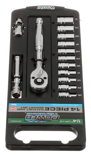 Power Torque 14 Piece 1/4 Inch Drive Standard 6 Point SAE Socket