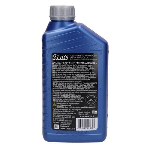 SYNTEC High Mileage Full Synthetic 0W-20 Motor Oil 1 Quart