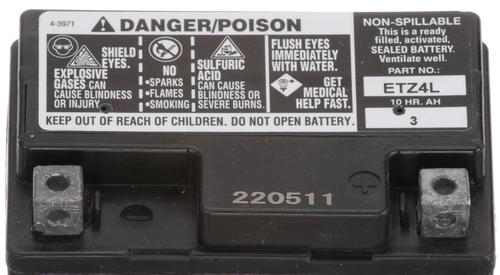 Super Start Power Sport AGM Top Post Battery Group Size BT4L 50
