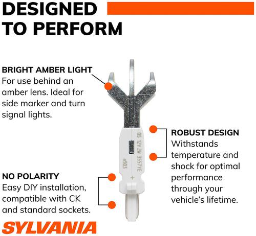 SYLVANIA 3457 High Performance Amber ZEVO LED Mini Bulb (Pack of 2