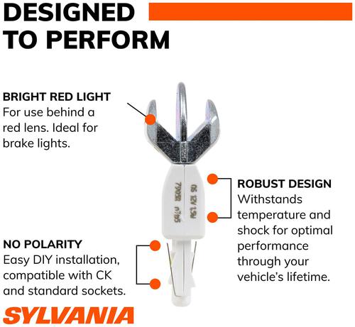 SYLVANIA 7440 High Performance Red ZEVO LED Mini Bulb (Pack of 2