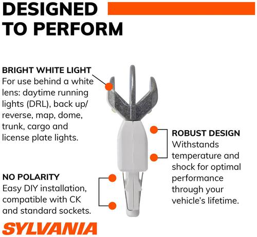 SYLVANIA 7443 High Performance White ZEVO LED Mini Bulb (Pack of 2