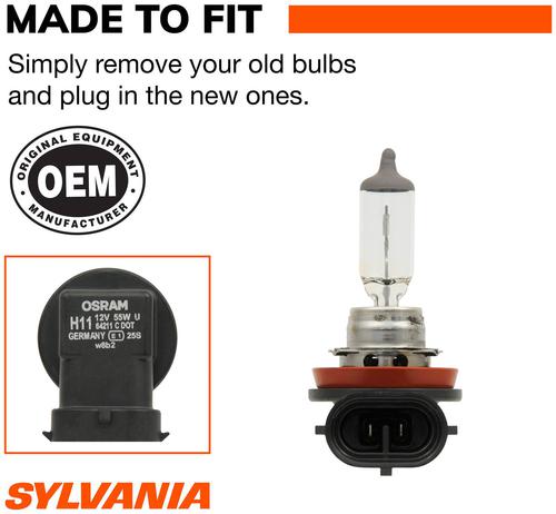 SYLVANIA H11 XtraVision Halogen Headlight Bulb (Pack of 2