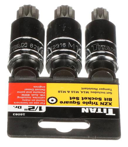 Titan 3 Piece 1/2 Inch Drive Tamper-Resistant Triple Square Metric