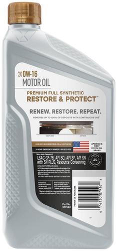 Valvoline Restore & Protect Full Synthetic Motor Oil 0W-16 1 Quart