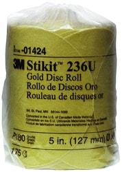 3M 5 Inch Diameter P180 Grit Gold Paper Disc Roll  image