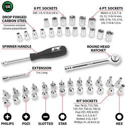 Performance 47 Piece 1/4 Inch Drive SAE, Metric Socket Set  image