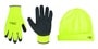 Custom Leathercraft Lime Yellow Beanie And Glove Combo