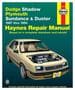Haynes 87-94 Dodge Shadow, Plymouth Sundance Repair Manual